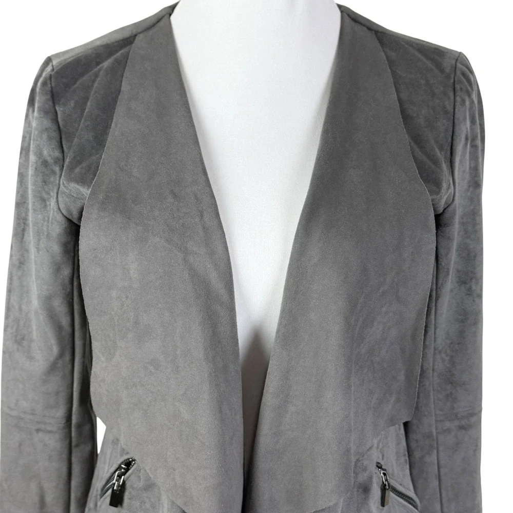 Market & Spruce Grey Faux Suede Drape Front Jacket Women's Small‎ SFJ7648